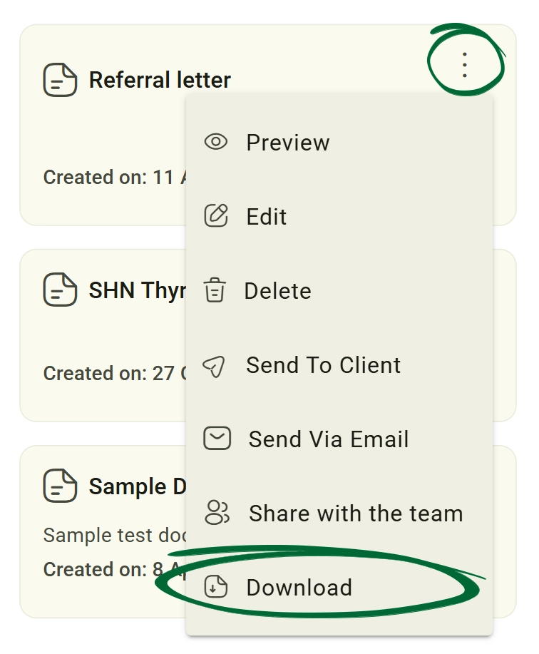 Send via Email screenshot